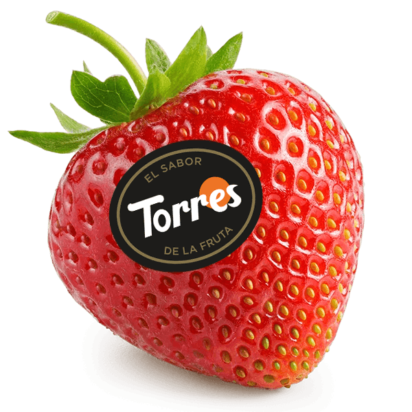 Fresas frescas premium Frutas Torres con etiqueta "El sabor de la fruta"