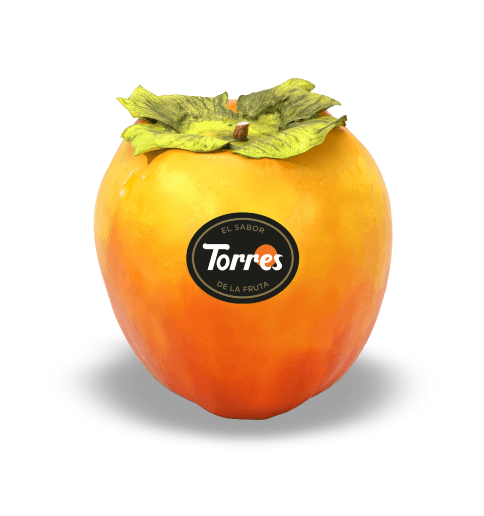 Kaki fresco premium con etiqueta Frutas Torres "El sabor de la fruta"
